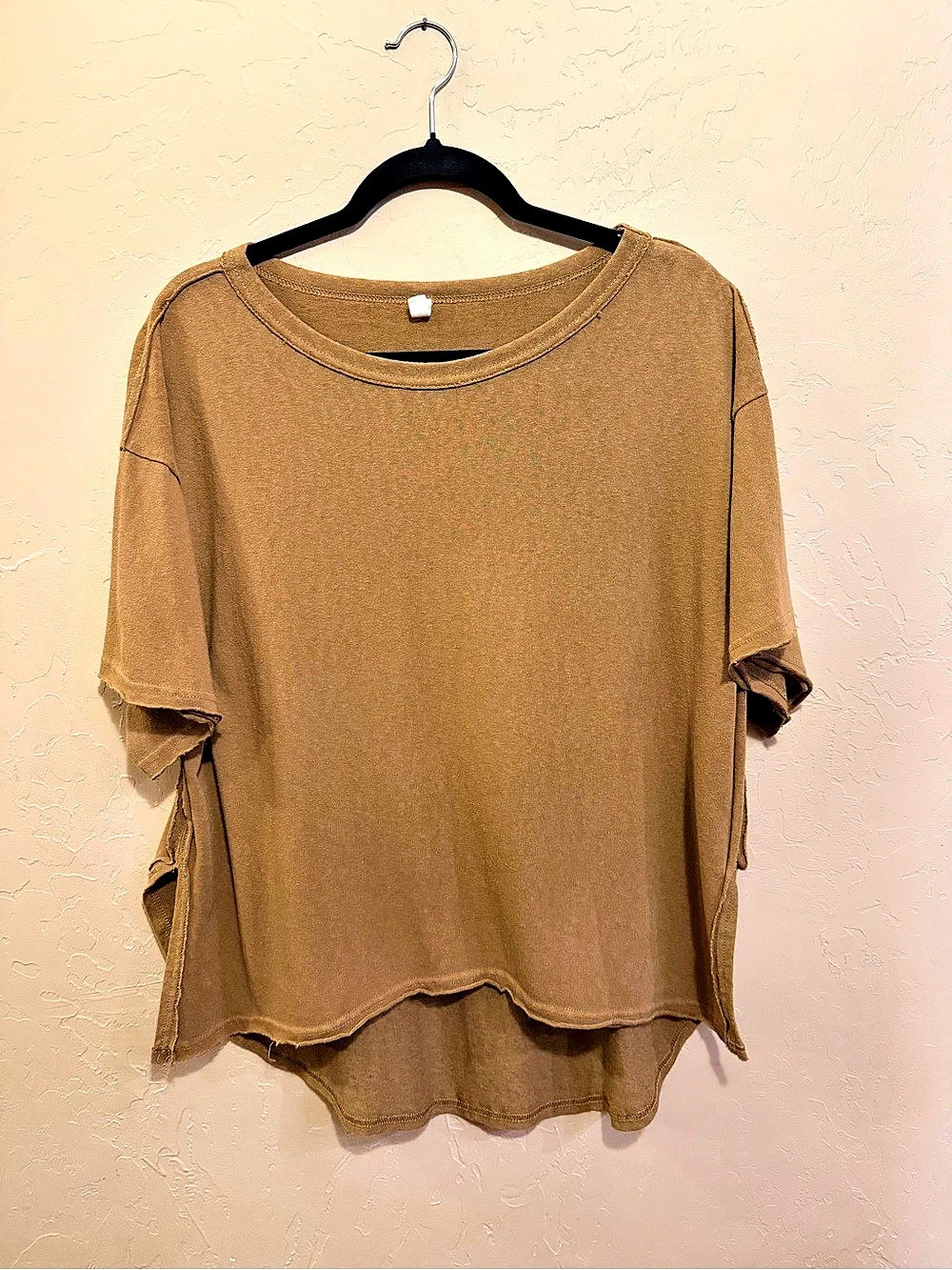 Wishlist Linen Blend Short Sleeve Top Brown Medium